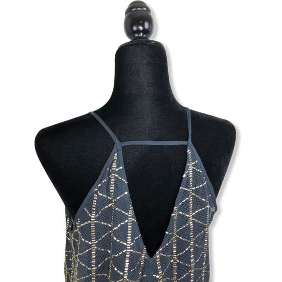 Free People Atlantis Metallic Embellished Grey Swing Crop Tank Size XS - Picture 10 of 16